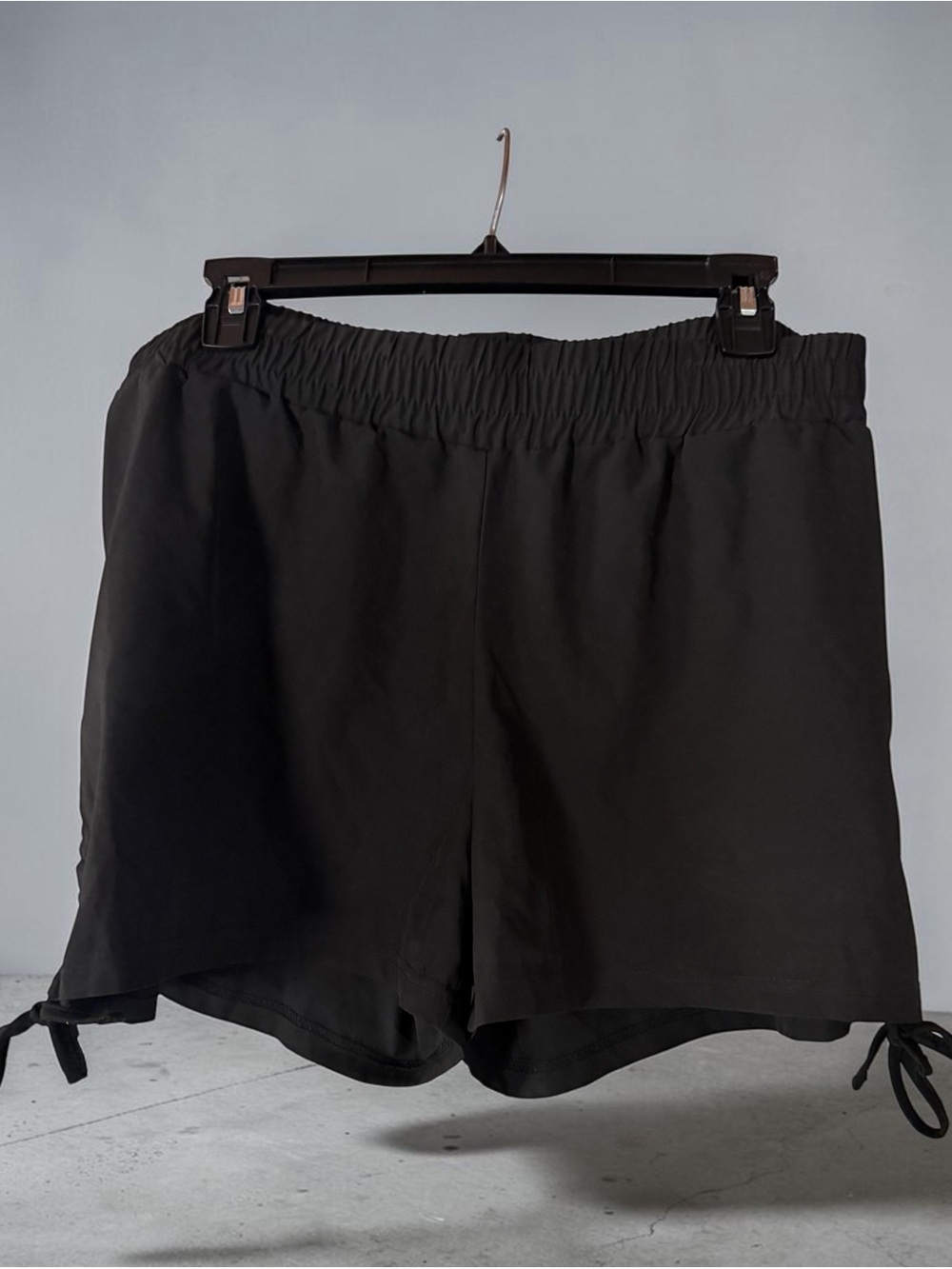 Jessica Simpson Black Elastic-Waist Athletic Shorts with Side Ties